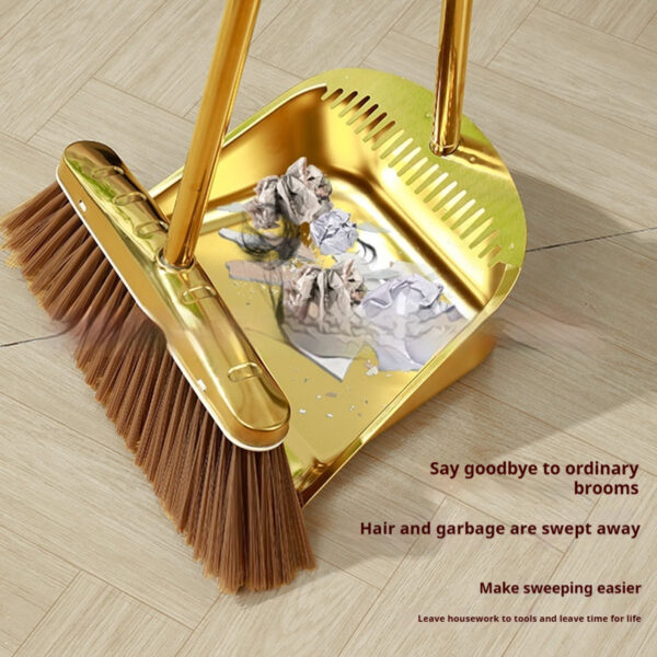 Durable Broom Dustpan Suit Serrated Gold - Image 2