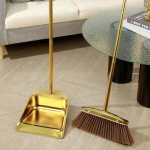 Durable Broom Dustpan Suit Serrated Gold