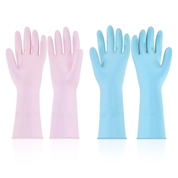 Reusable Cleaning Gloves 2 Pairs Household Dishwashing Gloves Latex Gloves, Non-Slip Large - Image 5