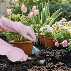 Reusable Cleaning Gloves 2 Pairs Household Dishwashing Gloves Latex Gloves, Non-Slip Large