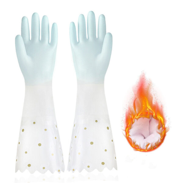 Household Dishwashing Plush Waterproof Rubber Gloves - Image 9