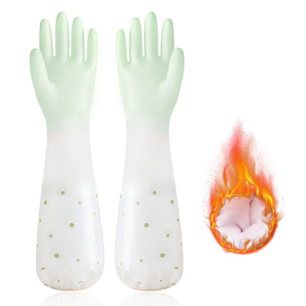 Household Dishwashing Plush Waterproof Rubber Gloves - Image 7