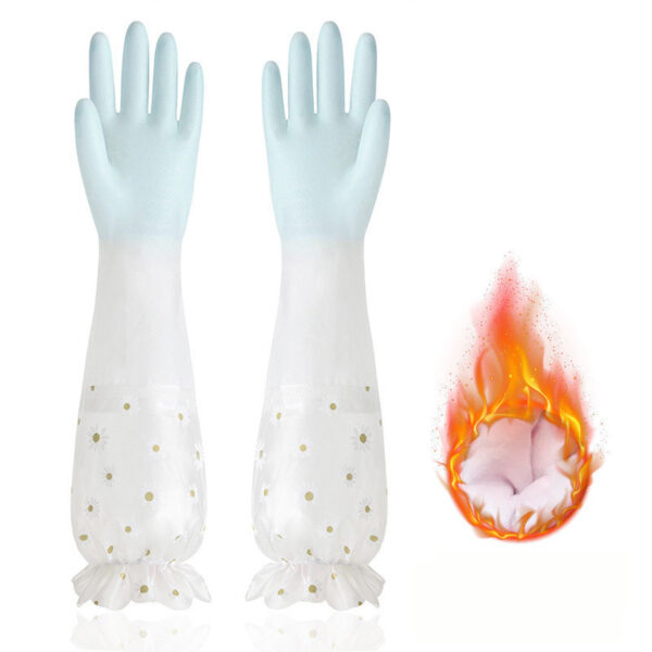 Household Dishwashing Plush Waterproof Rubber Gloves - Image 8