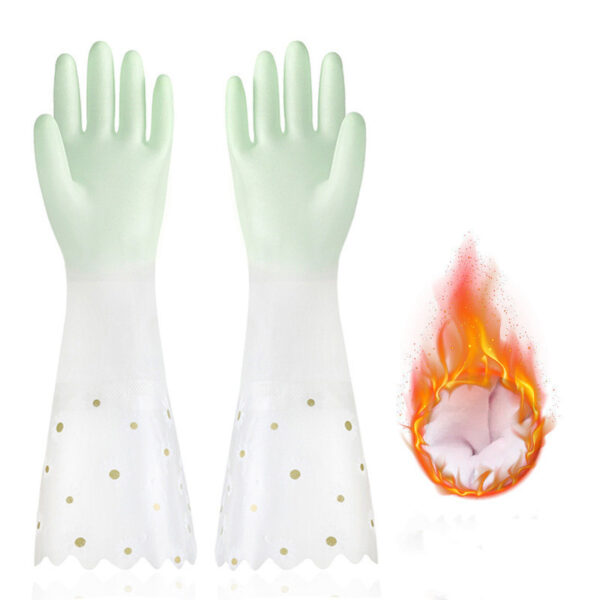 Household Dishwashing Plush Waterproof Rubber Gloves - Image 4