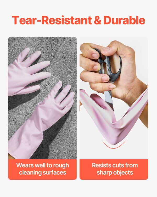 Reusable Cleaning Gloves 2 Pairs Household Dishwashing Gloves Latex Gloves, Non-Slip Large - Image 4