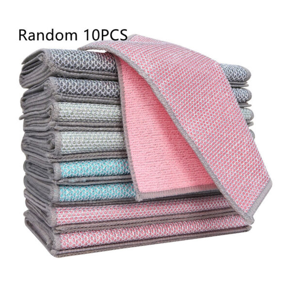 Cross-Border Double-sided Silver Silk Cloth Manufacturer Dish Towel Absorbent Dishwashing Cloth Household Cleaning Oil Removing Steel Cloth - Image 9