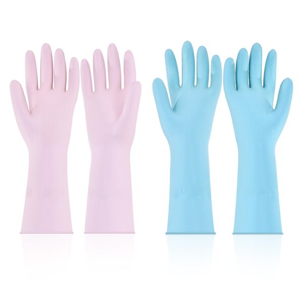 Reusable Cleaning Gloves 2 Pairs Household Dishwashing Gloves Latex Gloves, Non-Slip Large - Image 6
