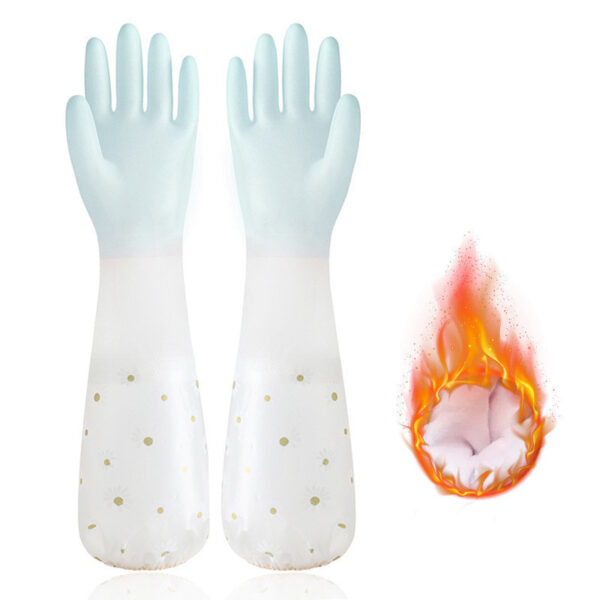 Household Dishwashing Plush Waterproof Rubber Gloves - Image 10